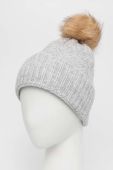 Шапка з домішкою вовни Only колір сірий з товстого трикотажу