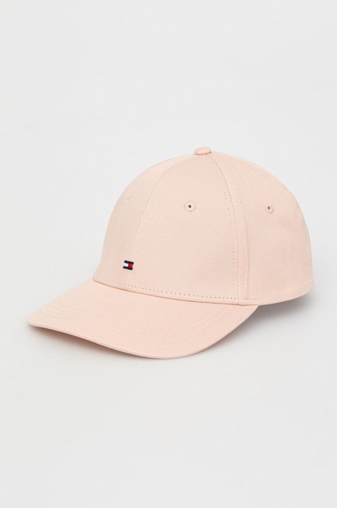 Бавовняна кепка Tommy Hilfiger колір рожевий однотонна