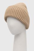 Шапка Pieces колір бежевий з товстого трикотажу (2829404)