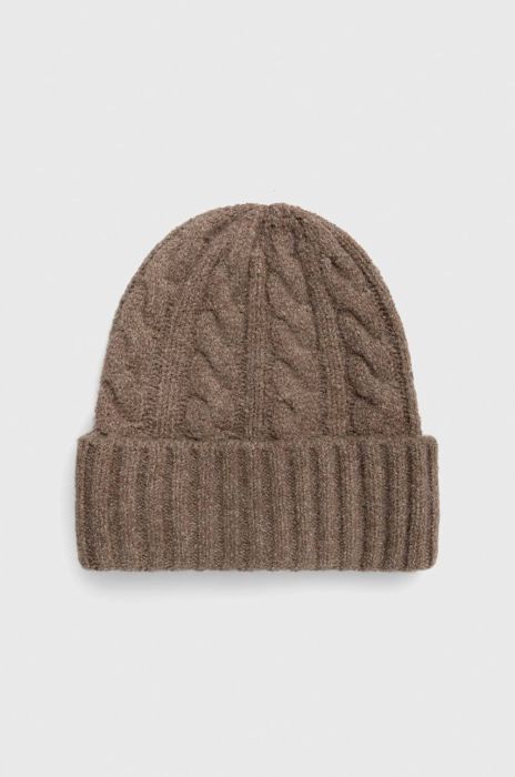 Шапка Pieces колір коричневий з товстого трикотажу (2829411)
