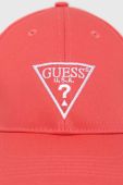 Бавовняна кепка Guess колір рожевий з аплікацією (2835635)