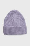 Шапка з домішкою вовни Mustang колір фіолетовий з товстого трикотажу