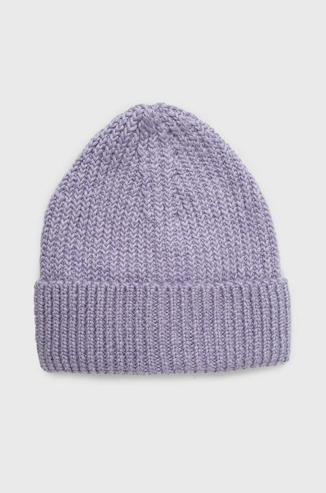 Шапка з домішкою вовни Mustang колір фіолетовий з товстого трикотажу