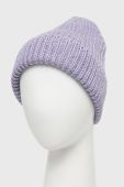 Шапка з домішкою вовни Mustang колір фіолетовий з товстого трикотажу