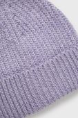 Шапка з домішкою вовни Mustang колір фіолетовий з товстого трикотажу