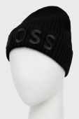 Вовняна шапка BOSS колір чорний вовна (2744116)
