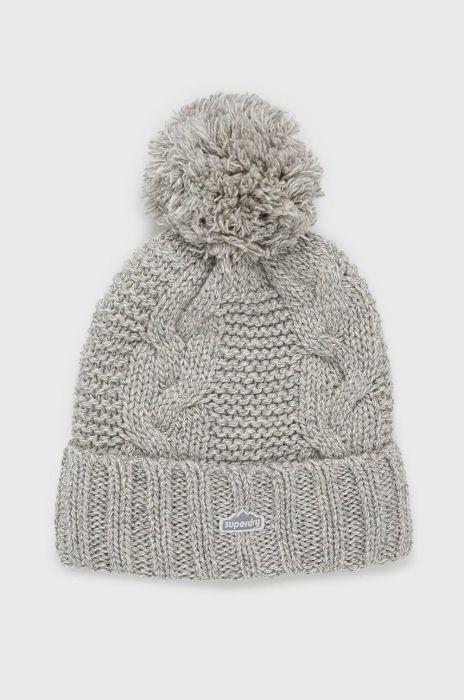 Шапка з домішкою вовни Superdry колір сірий з товстого трикотажу (2655821)