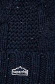 Шапка з домішкою вовни Superdry колір синій з товстого трикотажу (2755473)