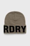 Шапка Superdry колір зелений з товстого трикотажу