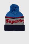 Шапка Superdry з товстого трикотажу колір блакитний