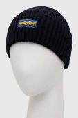 Вовняна шапка Superdry колір синій з товстого трикотажу вовна