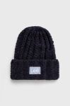 Шапка з домішкою вовни Lee колір синій з товстого трикотажу