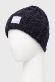 Шапка з домішкою вовни Lee колір синій з товстого трикотажу