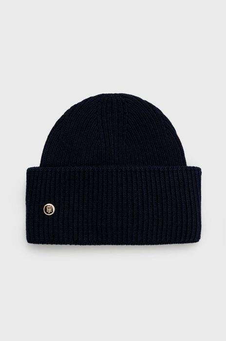 Шапка з домішкою вовни Tommy Hilfiger колір синій з товстого трикотажу (2655845)