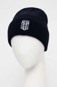 Вовняна шапка Tommy Hilfiger колір синій з товстого трикотажу вовна