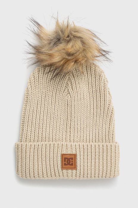 Шапка DC колір бежевий з товстого трикотажу