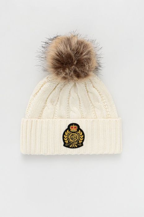 Шапка з домішкою вовни Lauren Ralph Lauren колір бежевий з товстого трикотажу