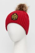 Шапка з домішкою вовни Lauren Ralph Lauren колір червоний з товстого трикотажу