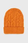Шапка з домішкою вовни United Colors of Benetton колір помаранчевий з товстого трикотажу