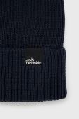 Бавовняна шапка Jack Wolfskin колір синій з тонкого трикотажу з бавовни