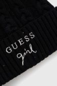 Дитяча шапка з домішкою вовни Guess колір чорний