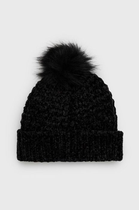 Дитяча шапка Sisley колір чорний з товстого трикотажу