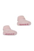 Дитяча бавовняна шапка BOSS колір рожевий з тонкого трикотажу з бавовни