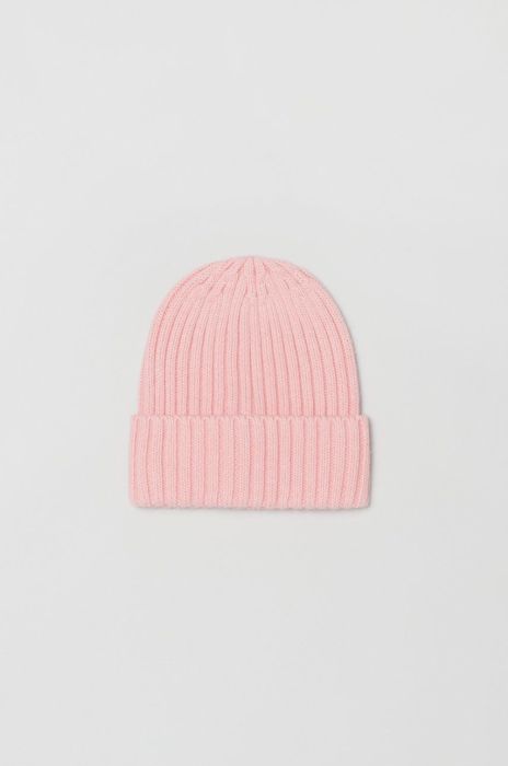 Дитяча шапка з домішкою вовни OVS колір рожевий з товстого трикотажу