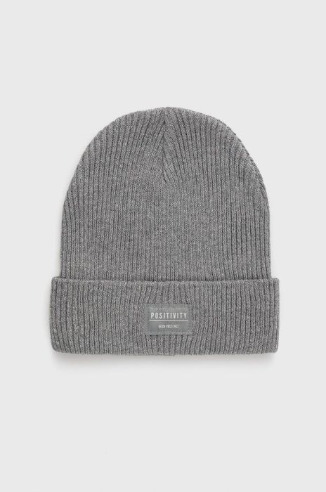 Дитяча бавовняна шапка Name it колір сірий з товстого трикотажу з бавовни