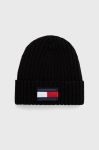 Дитяча шапка Tommy Hilfiger колір чорний з товстого трикотажу