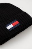 Дитяча шапка Tommy Hilfiger колір чорний з товстого трикотажу