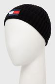Дитяча шапка Tommy Hilfiger колір чорний з товстого трикотажу