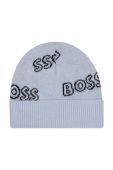 Дитяча бавовняна шапка BOSS з тонкого трикотажу з бавовни колір блакитний
