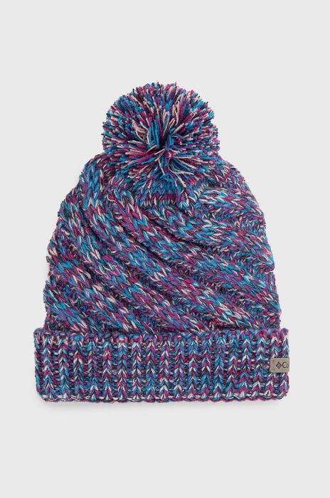 Шапка Columbia колір бірюзовий з товстого трикотажу (2661142)