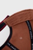 Бавовняна кепка Tommy Hilfiger колір коричневий з аплікацією