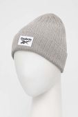 Бавовняна шапка Reebok колір сірий з тонкого трикотажу з бавовни