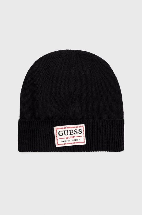 Шапка з домішкою вовни Guess колір чорний з тонкого трикотажу (2723335)