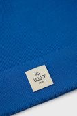 Шапка з домішкою вовни Liu Jo з тонкого трикотажу колір блакитний