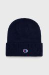 Вовняна шапка Champion колір синій з тонкого трикотажу вовна