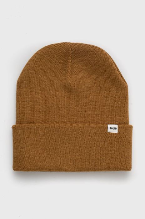 Шапка Solid колір коричневий з товстого трикотажу
