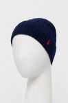 Вовняна шапка Polo Ralph Lauren колір синій з тонкого трикотажу вовна (2759449)