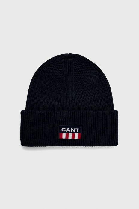 Шапка з домішкою вовни Gant колір синій з товстого трикотажу (2759054)