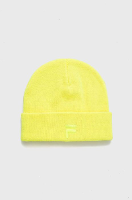 Шапка Fila колір жовтий з товстого трикотажу