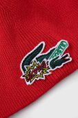 Шапка з домішкою вовни Lacoste колір червоний з тонкого трикотажу