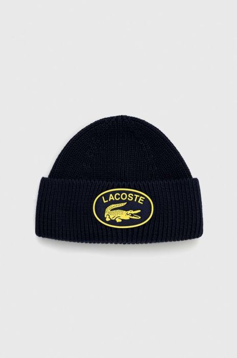 Бавовняна шапка Lacoste колір синій з бавовни