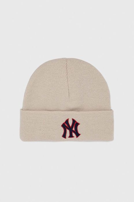 Шапка New Era колір бежевий з товстого трикотажу (2814911)