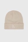 Шапка New Era колір бежевий з товстого трикотажу (2814963)