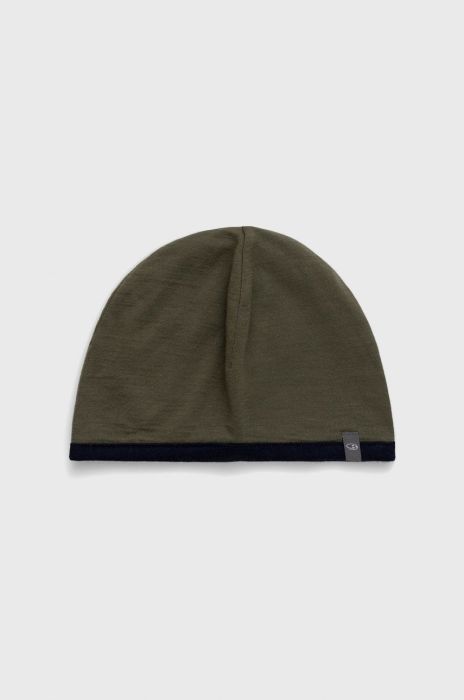 Двостороння шапка Icebreaker Pocket колір зелений з тонкого трикотажу вовна