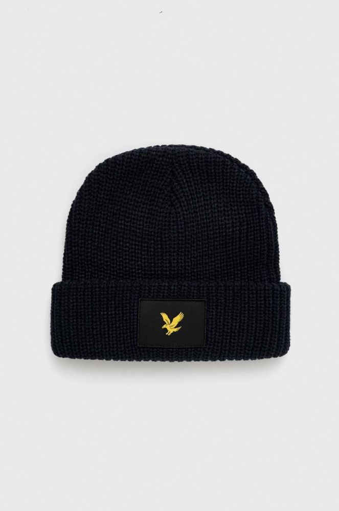 Шапка Lyle & Scott колір синій з товстого трикотажу (2836158)