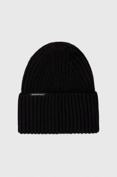 Вовняна шапка Peak Performance колір чорний з товстого трикотажу вовна (2792657)